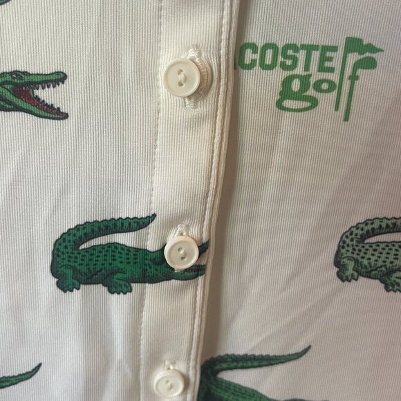 Lacoste Women's Golf Slim-Fit All-Over Crocodile Print Polo Shirt White Size 38 - Picture 3 of 6